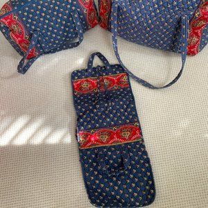Vera Bradley French Blue Large and Medium Duffels and Toiletry Bag